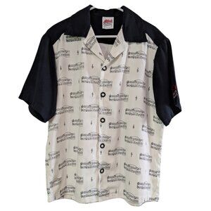 Elvis Presley's Memphis Men's Vintage Bowling Shirt, Small, Music Notes Pattern